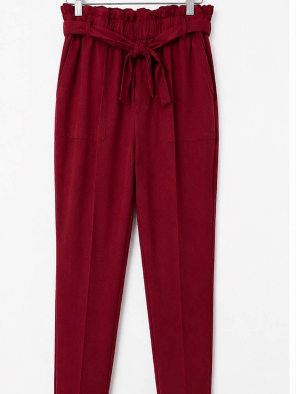 Shinestar Paperbag Waist Trousers in Wine Red